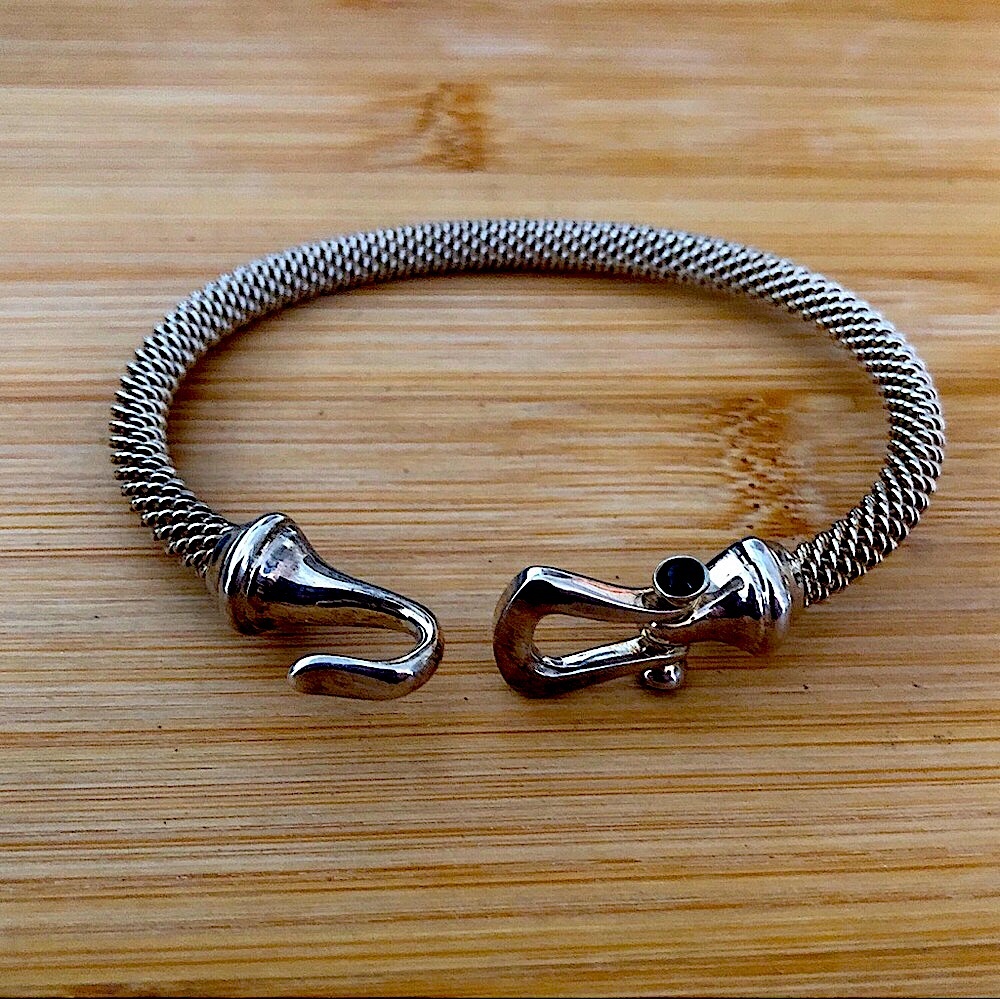 $118 Estate Rope Bracelet Sterling Silver Marked ESPO S13 925 22.7 Grams - Picture 3 of 6